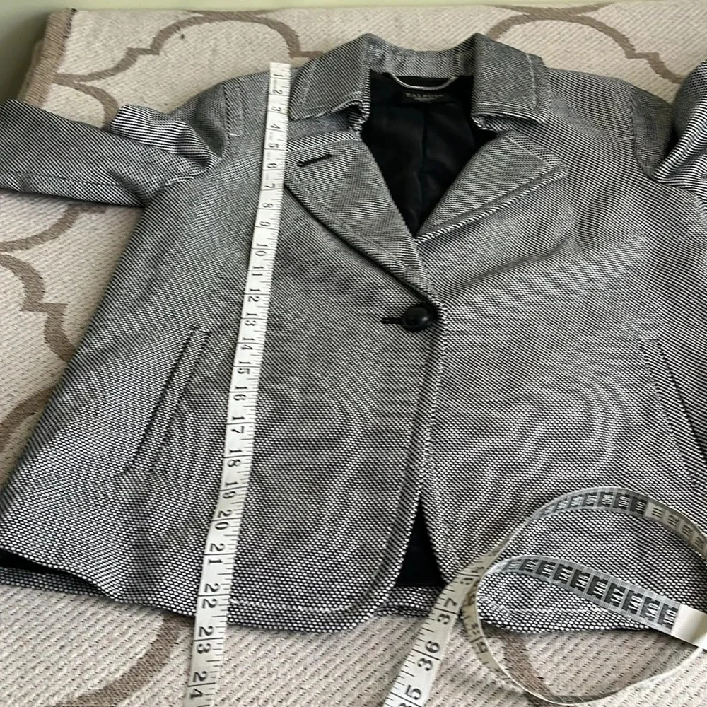 Talbots houndstooth cotton black white fully lined blazer jacket - Picture 8 of 17